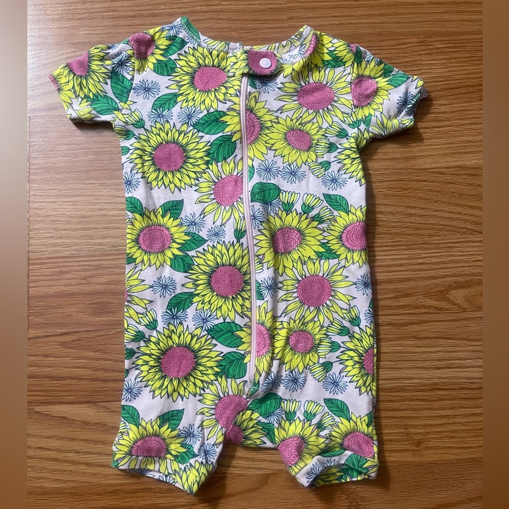 The Children's Place Yellow Pink Sunflower Print One-Piece